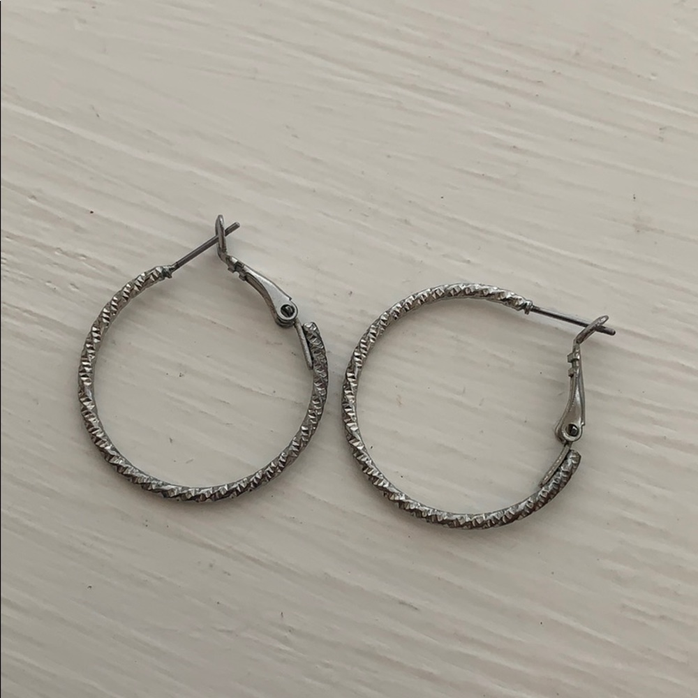 Mid sized silver hoop earrings